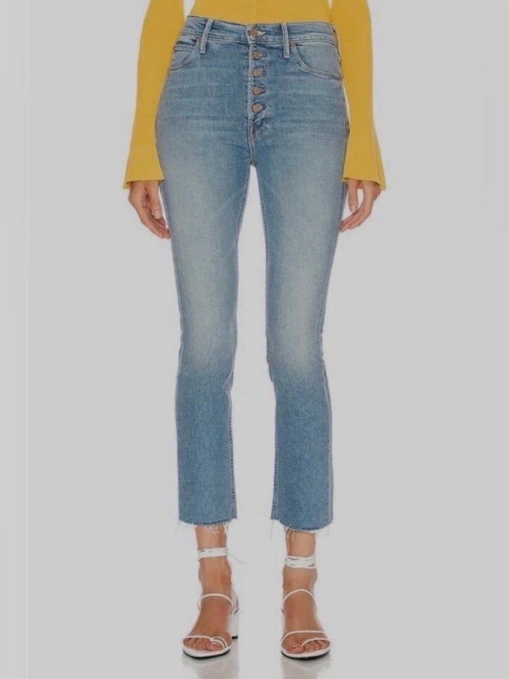 MOTHER The Pixie Dazzler Ankle Fray Jeans "Shoot To Thrill" Wash - Size 32